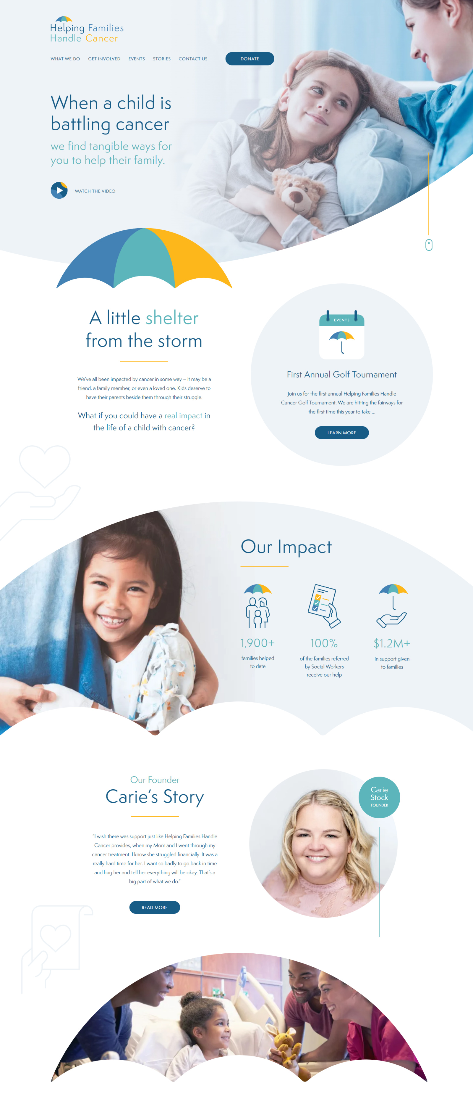 Helping Families Handle Cancer - Desktop view of the new website True Market developed